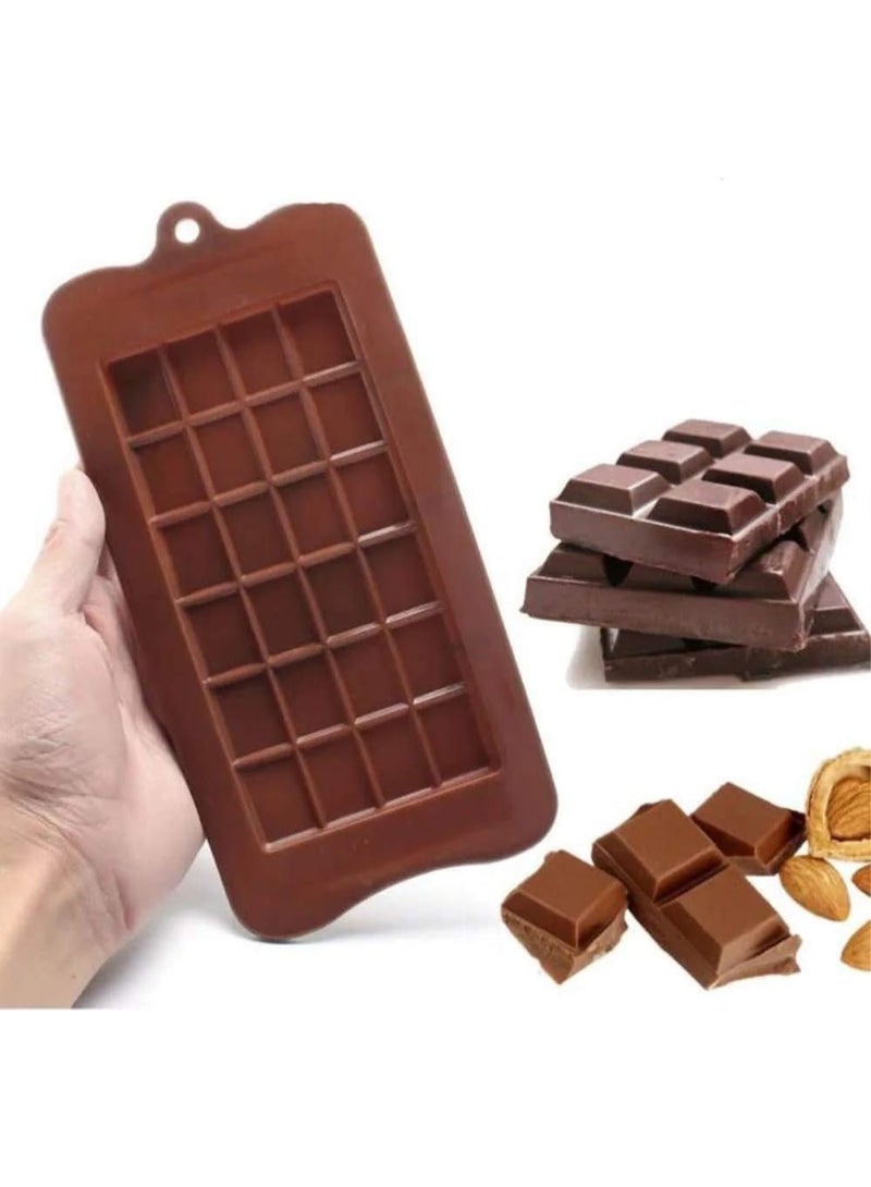 Silicone Break-Apart Chocolate Bar Mold Set of 4 – Food Grade Non-Stick Flexible Silicone Chocolate Molds for Homemade Chocolate Bars – Protein Bar and Energy Bar Mold – Heat and Freezer Resistant – Oven Microwave Safe – 24 Cavity Chocolate Bar Tray – Cocoa Brown - Image 4